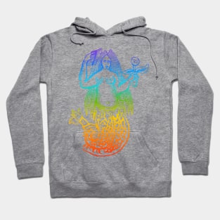 Rainbow Woodcut Mermaid Hoodie